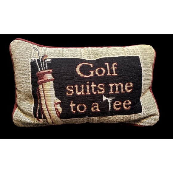 Vintage Golf-Themed Tapestry Throw Pillow "Golf Suits Me To A Tee" Rectangular D - Picture 1 of 6